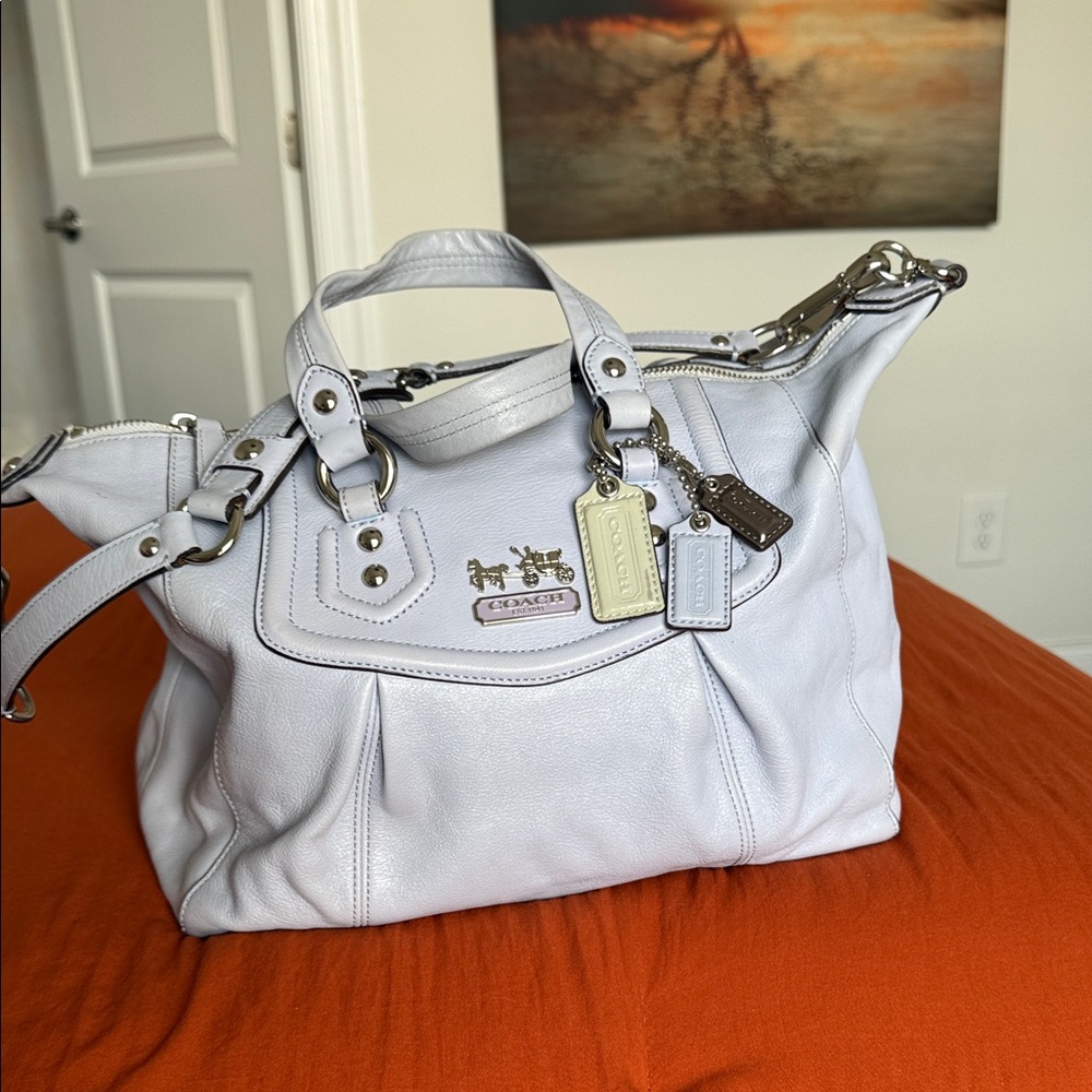 Coach Madison Audrey Satchel in periwinkle blue Leather